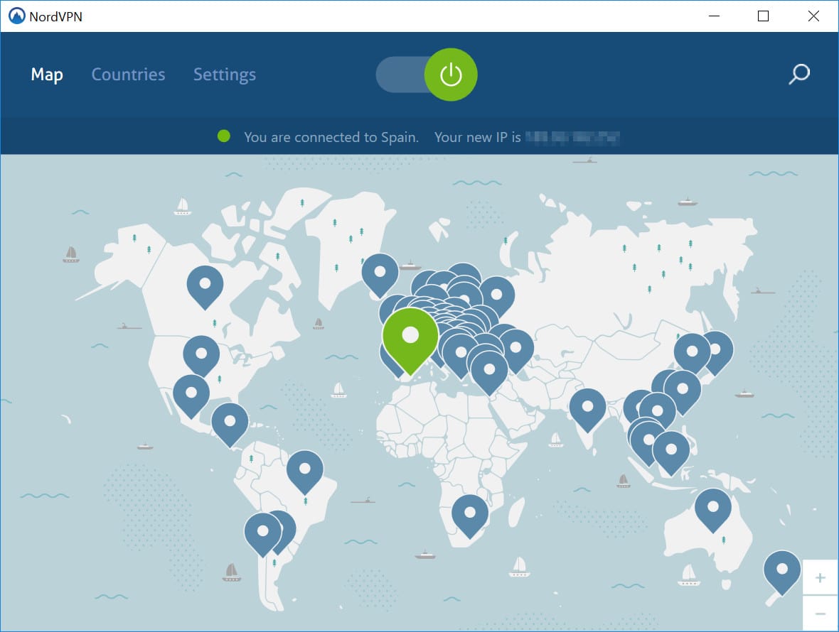 NordVPN mapa