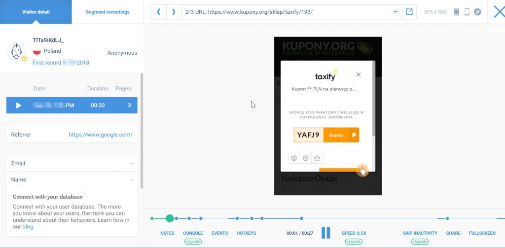 Smartlook nagrywa też ruch mobilny