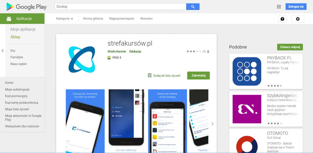 Strefa Kursów na Androida