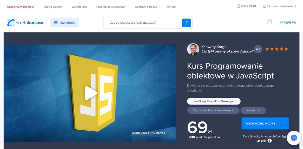 JavaScript programowanie obiektowe na Strefie Kursów