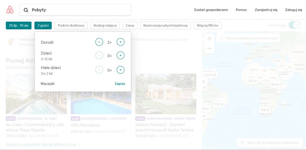 Liczba gości Airbnb